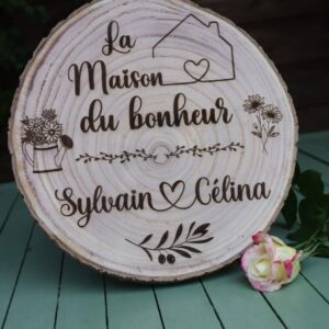 rondin de bois grave la maison du bonheur prénoms personnalise mon objet perso