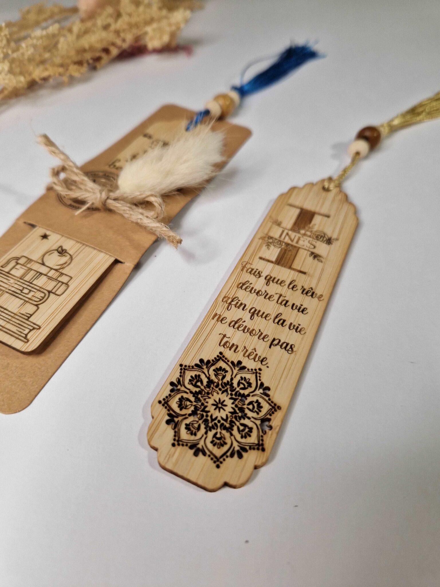 marque page programme en bois personnalise prenom cadeau mon objet perso