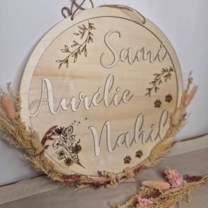 suspension murale en bois prenom decoupe decoration personnalisee natuelle champetre mon objet perso
