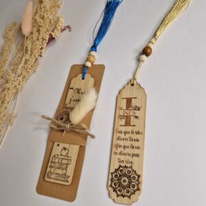 marque page programme en bois personnalise prenom cadeau mon objet perso