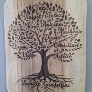 planche de bois teck grave arbre genealogique personnalise cadeau famille mon objet perso