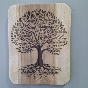 planche de bois teck grave arbre genealogique personnalise cadeau famille mon objet perso