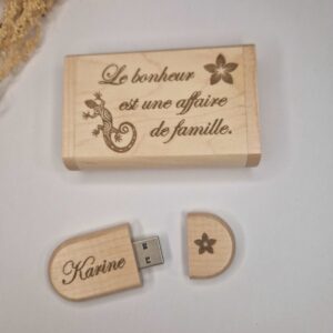 Coffret Clé USB 32 GO dans son coffet en bois personnalisé