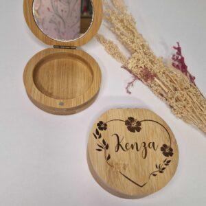 miroir ouvrant en bois personnalise grave prenom cadeau femme prenom Kenza mon objet perso