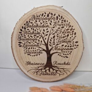 rondin de bois grave arbre genealogique personnalise cadeau famille mon objet perso