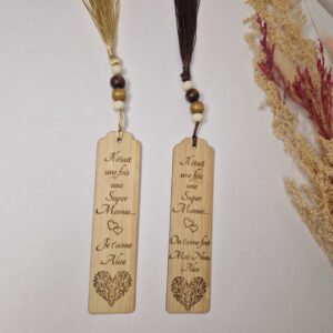 marque page programme en bois personnalise prenom cadeau mon objet perso