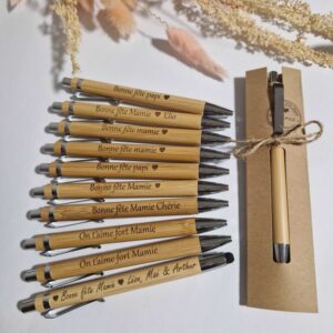 stylo en bois grave personnalisable idee cadeau papy papi mamie fete des grand mère cadeau invites goodies mon objet perso
