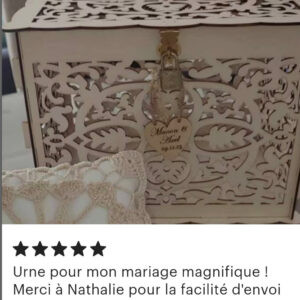 urne boite à cartes de mariage en bois gravé personnalise prénoms mariés cadeau de mariage mon objet perso